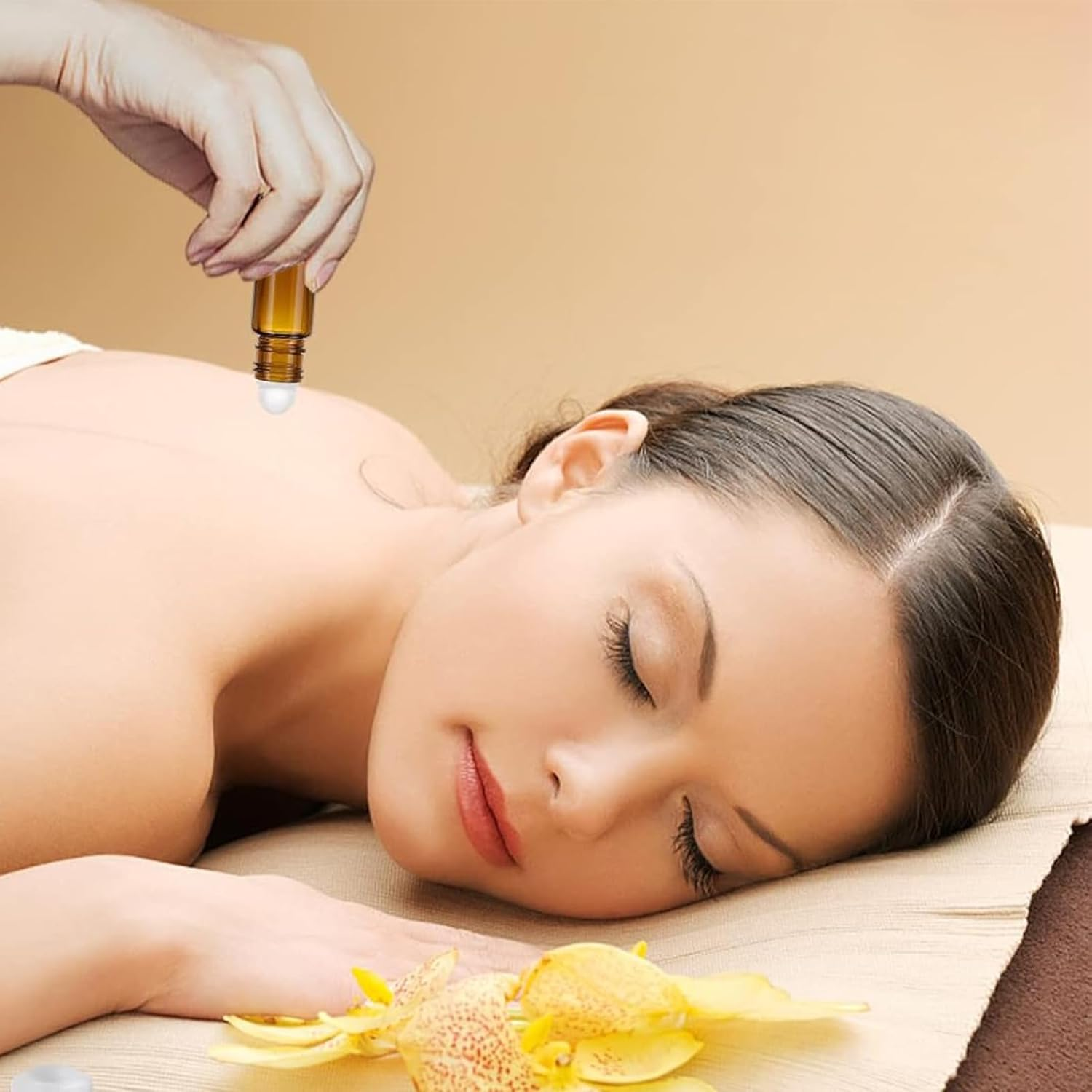 Jrusmr 4 PCS Amber Glass Roller Bottles with Plastic Roller Balls, Leak-Proof Refillable Deodorant Roll-On Containers with Caps for Essential Oils, Perfumes, and Cosmetics (30 Ml)-Ideal for Massage