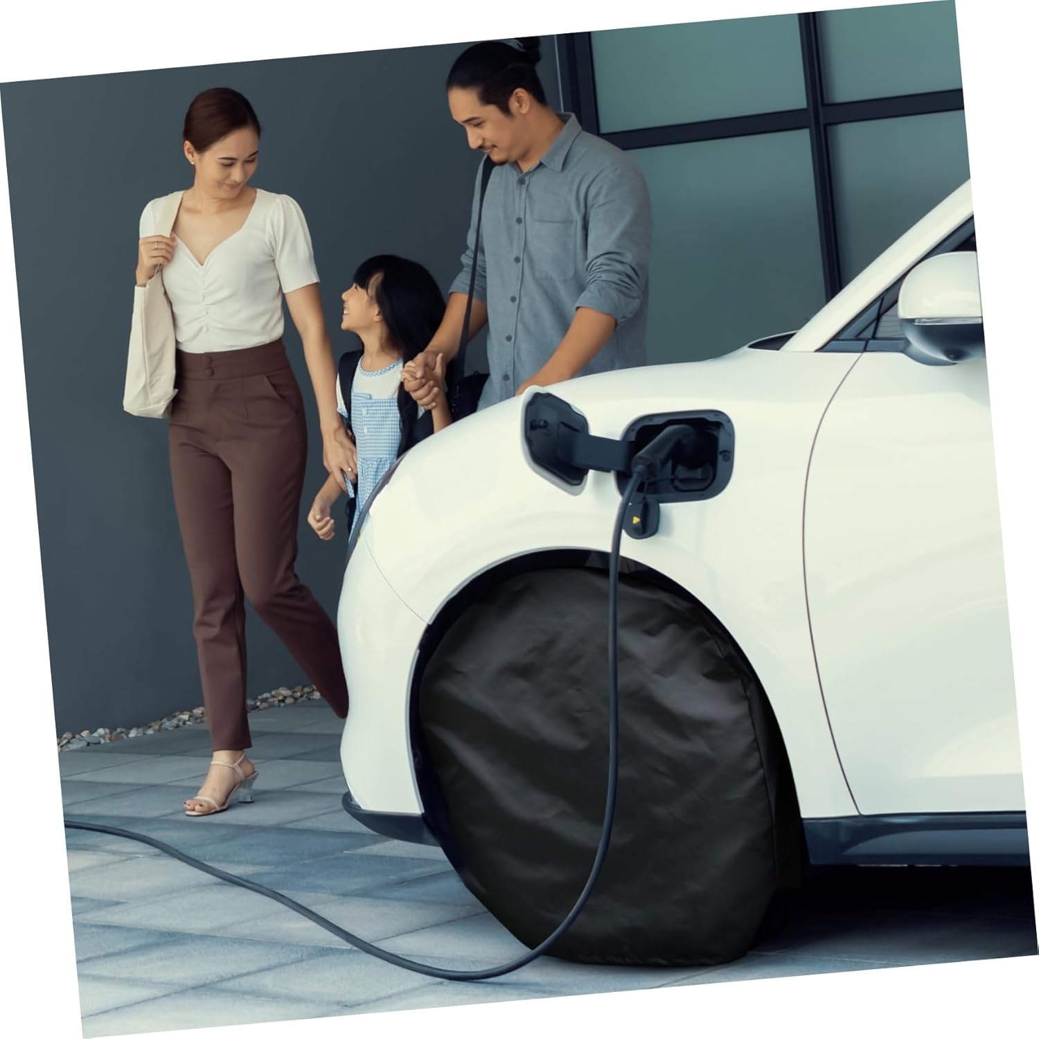 ASAKKURA 4Pcs Tire Covers Protective Wheel Covers for Car Truck Trailer Rv Black Oxford Cloth Tire Storage Bag image number 6