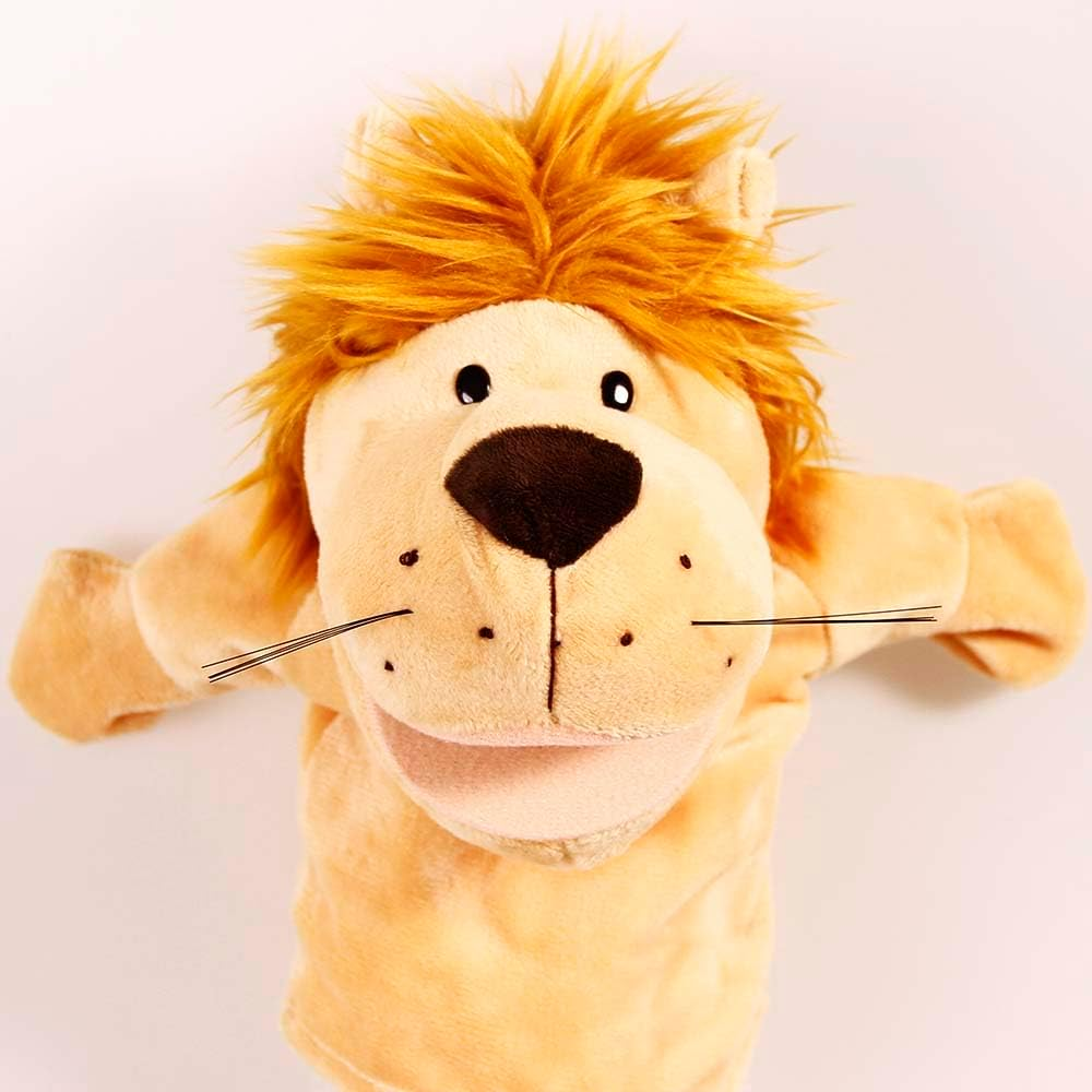 Lion Hand Puppet for Kids - Farm Animals Finger Puppets, Plush Soft Toy with Movable Mouth - Little Yellow Duck image number 5