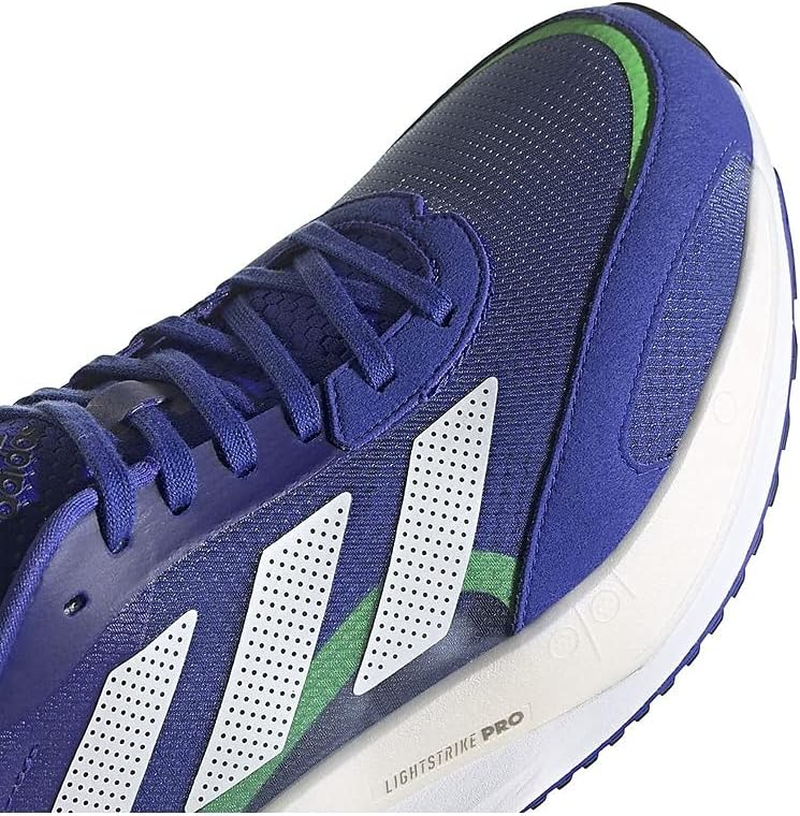 Adidas Men'S Adizero Boston 10 Athletic Running Shoes, Sonic Ink/Cloud White/Screaming Green, Size US 11 image number 6