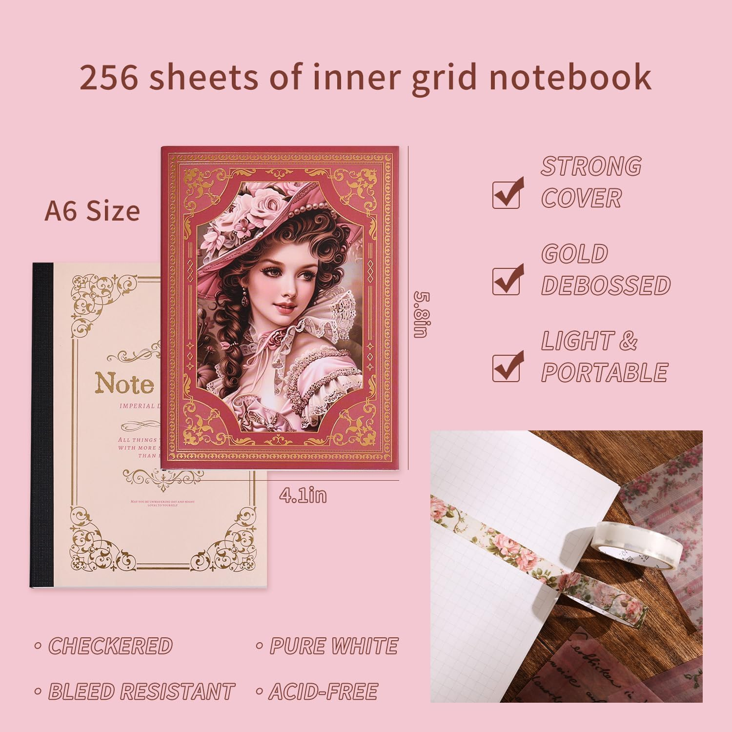 Scrapbooking Supplies Kit, Aesthetic Classical Literature Art Scrapbook Kit for Women Journal, Stationery, A6 Grid Notebook, DIY Journaling Supplies, Birthday Craft Gift