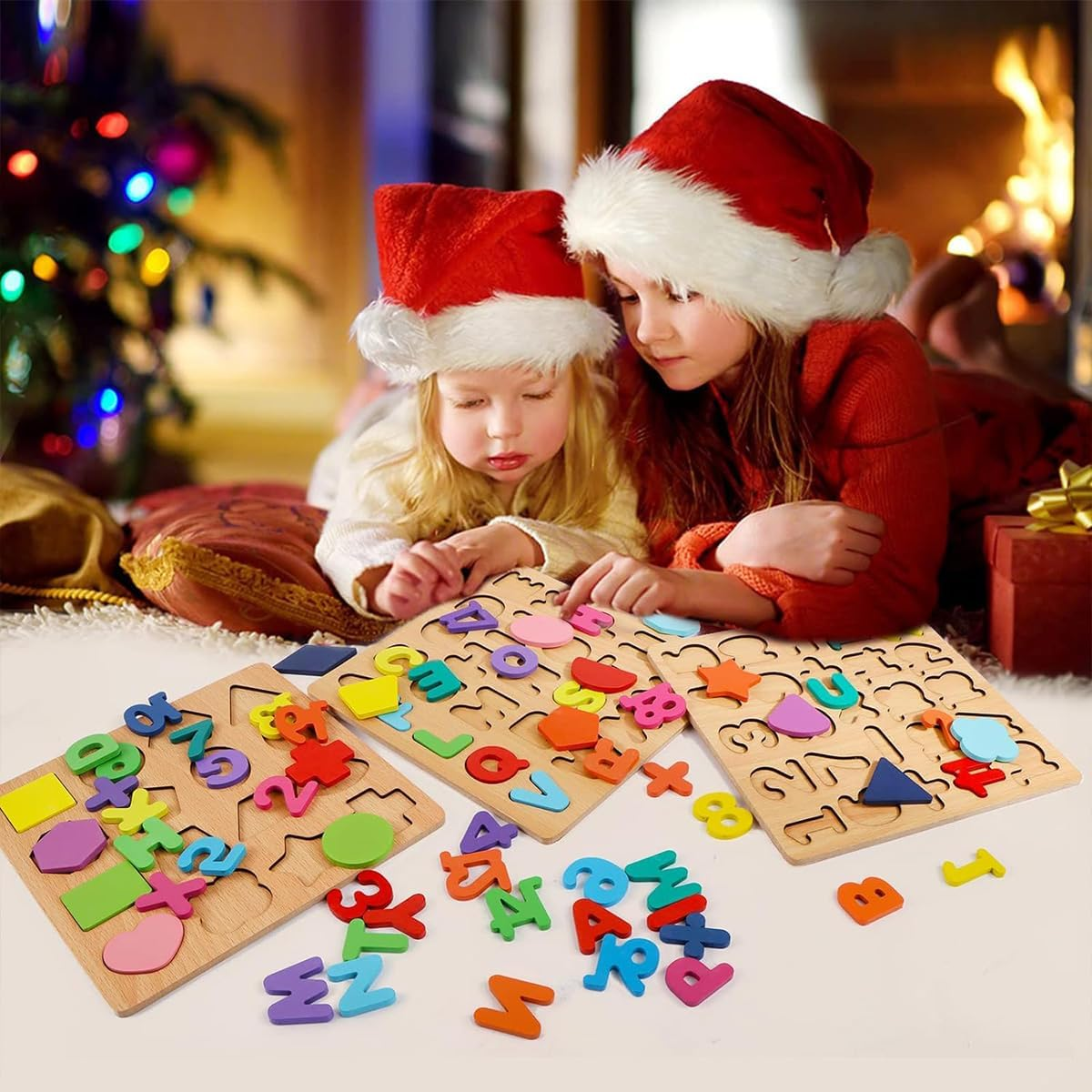 Cawtiuly Wooden Puzzles for Toddlers Ages 3-5, Alphabet Number Shape Learning Puzzle for Kids, ABC Puzzle Shape Alphabet Learning Puzzles Toys, Preschool Education Jigsaw for Boys and Girls image number 4