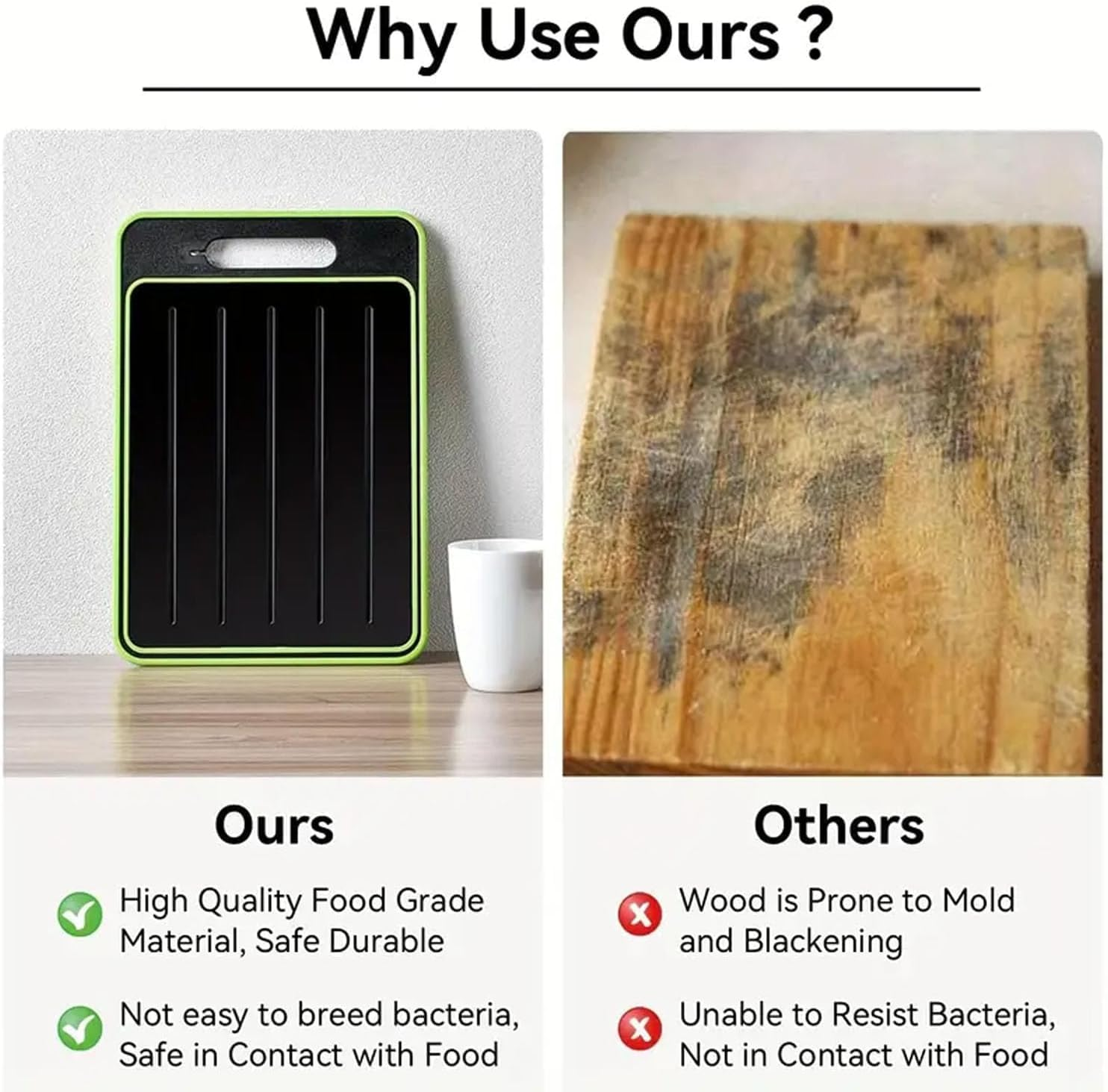 Quick Defrosting Board, 4 in 1 Cutting Board with Knife Sharpener, Fast Thaw Meat ＆ Frozen Food, Big Size Defrosting Tray with Grater, Double-Sided Frost Away Plate, Chopping Board (36.5X25Cm) image number 5