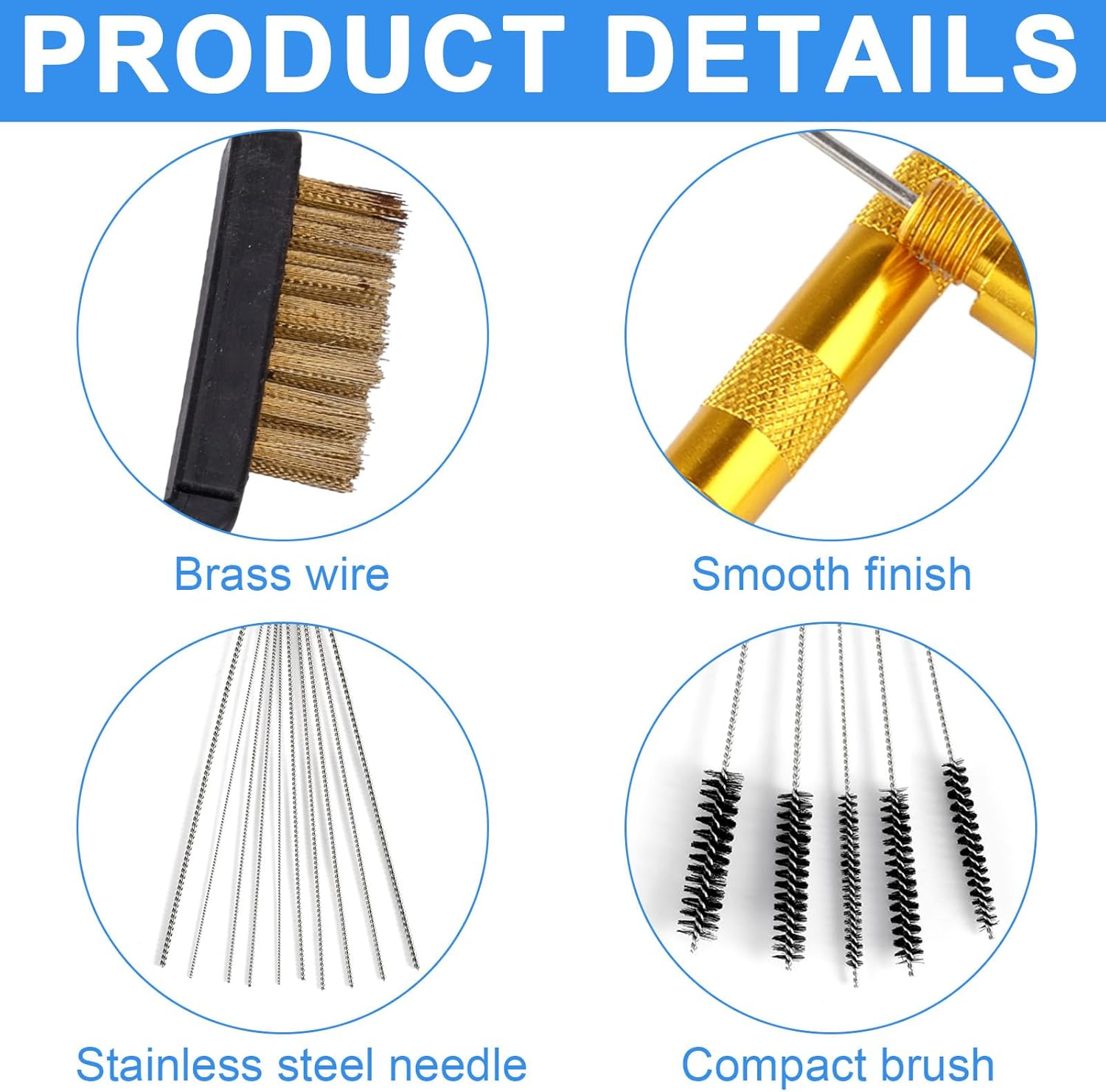 Carburetor Cleaning Kit, Includes 1 Single Head Brush 23 Needles 5 Nylon Brushes and 1 Scraper for Motorcycle ATV Chainsaw & Welder Maintenance image number 3