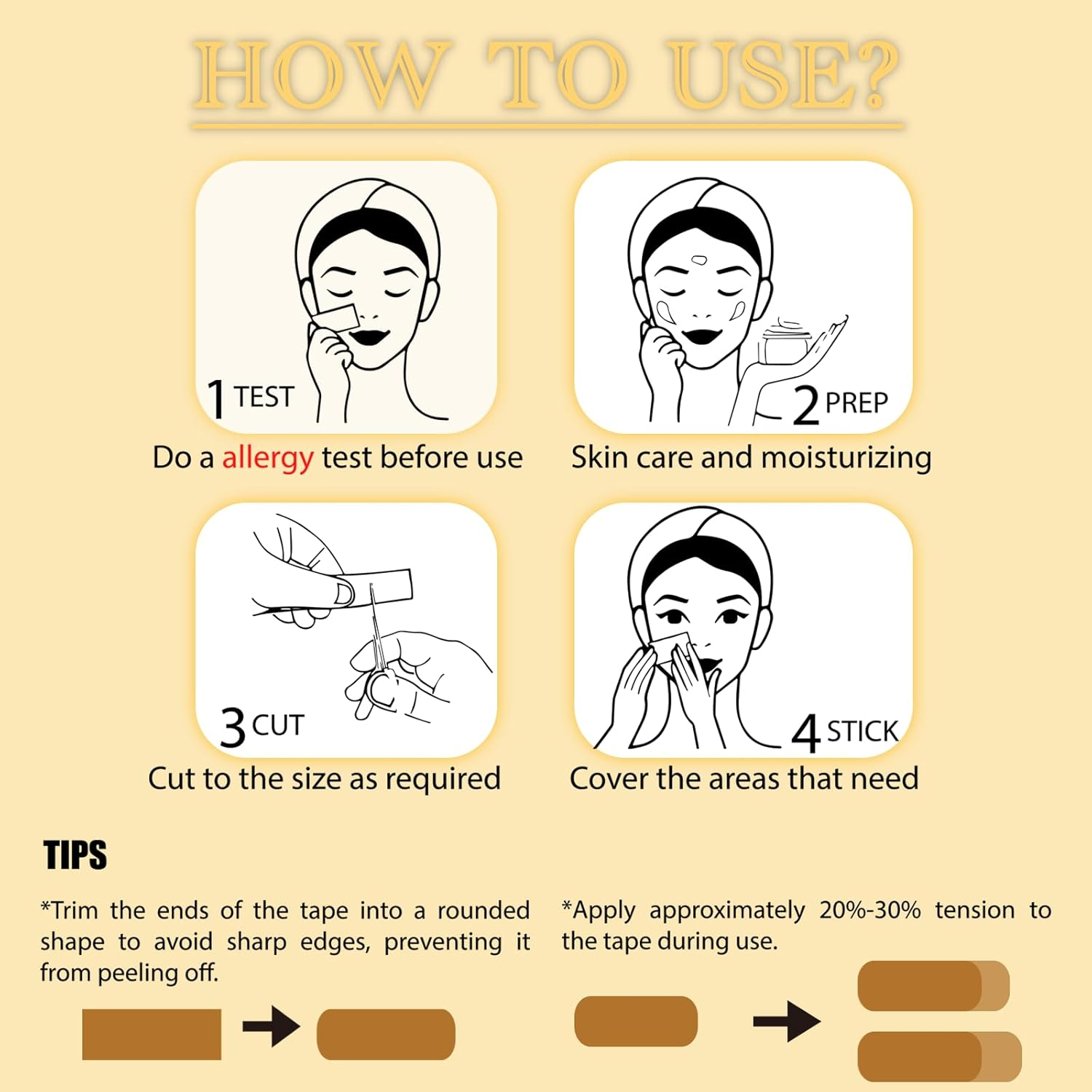 Face Tape, Kinesiology Tape for Face, Facial Myofascial Lift Tape, anti Wrinkle Patches for Fine Lines, Crow'S Feet, Face Lift Tape for Toning, Firming & Tightening the Skin - 5Cm*5M image number 2