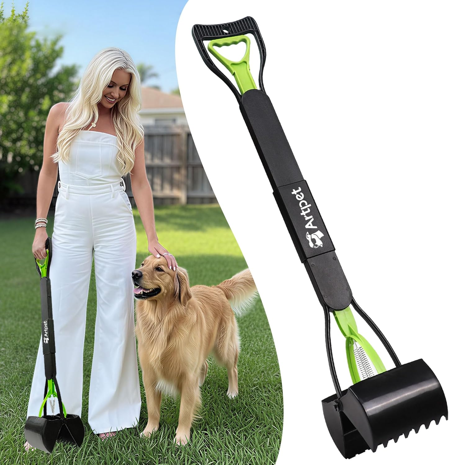 Artpet 32&rdquo; Pooper Scooper for Large Dogs Long Handle Pet Poop Scoop Heavy Duty Dog Poop Picker Upper for Yard Grass Gravel Dirt Sand image number 3