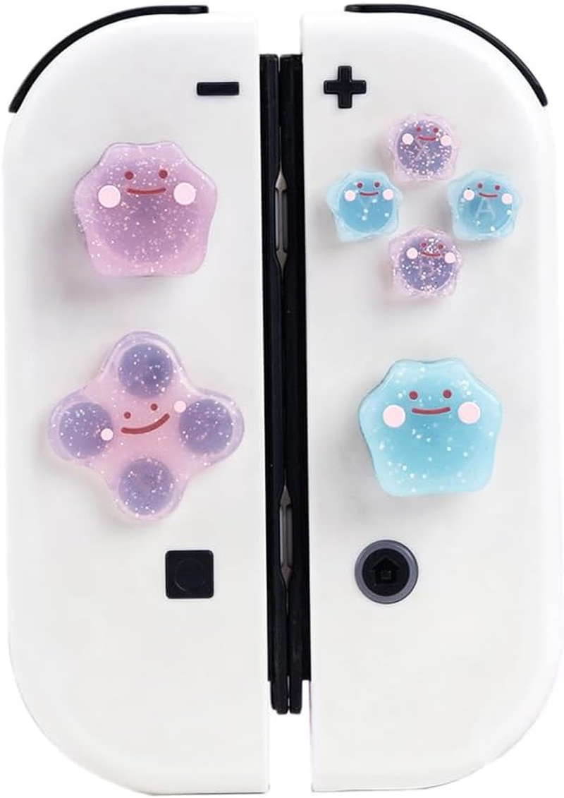 Cute D-Pad Button Caps Silicone Thumb Grips Set, Key Buttons Sticker Joystick Cover Caps Compatible with Nintendo Switch/Oled - Monster image number 3