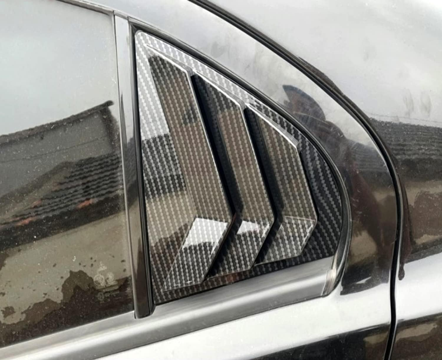 Autophoton for Mitsubishi Lancer 2008-2017 Carbon Fiber Black Rear Window Shutter Cover Trim 2Pcs Car Accessories image number 6