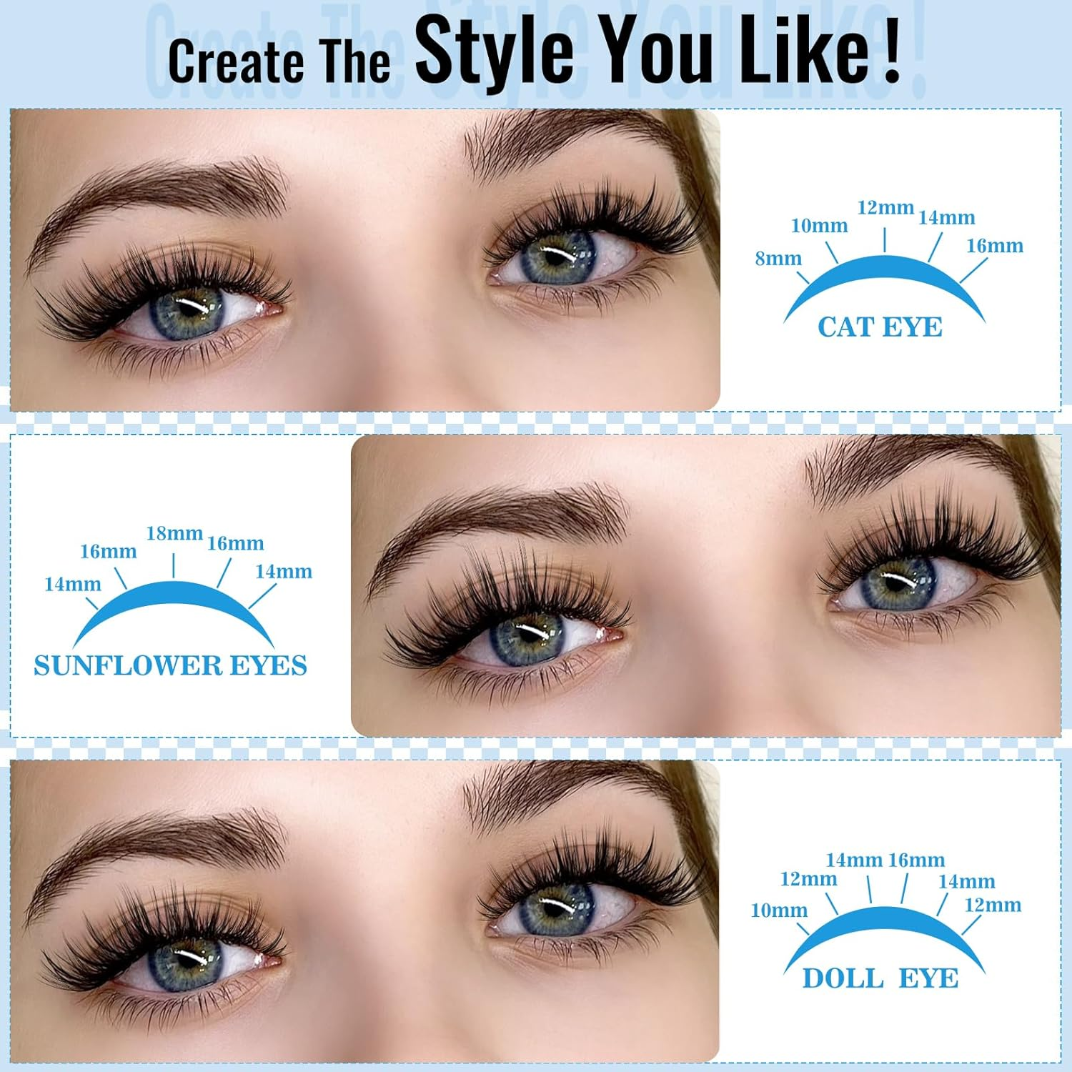 Lash Clusters 84 Pcs Cluster Lashes Eyelash Clusters DIY Cluster Eyelash Extensions Individual Lashes Thin Band & Soft(Cloudy,C-8-16Mix) image number 3