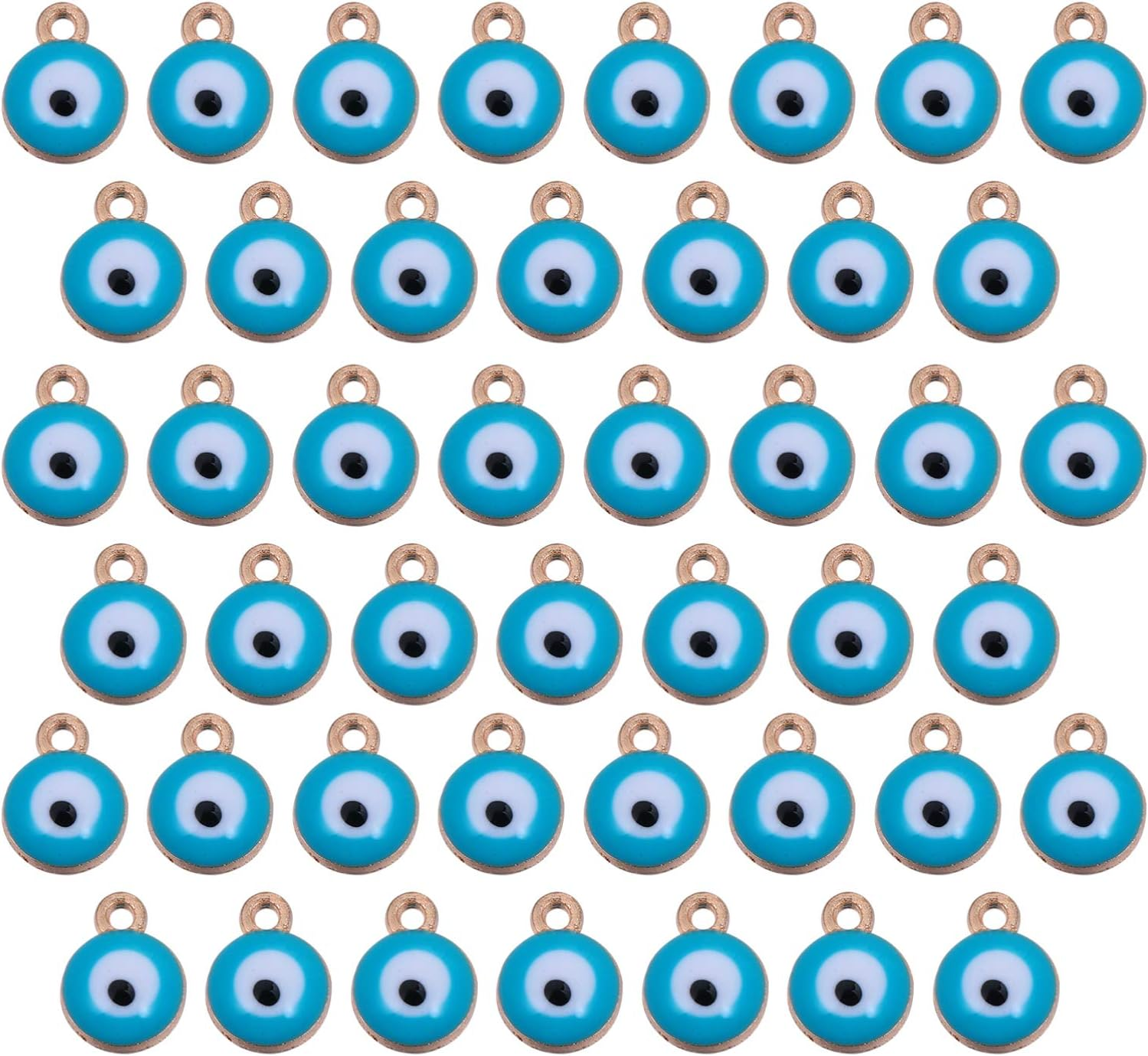 EXCEART 100Pcs Evil Eye Charms Vintage Double Sided Mini Metal Evil Eye Beads Pendant for DIY Jewelry Earring Necklace Craft Making image number 3