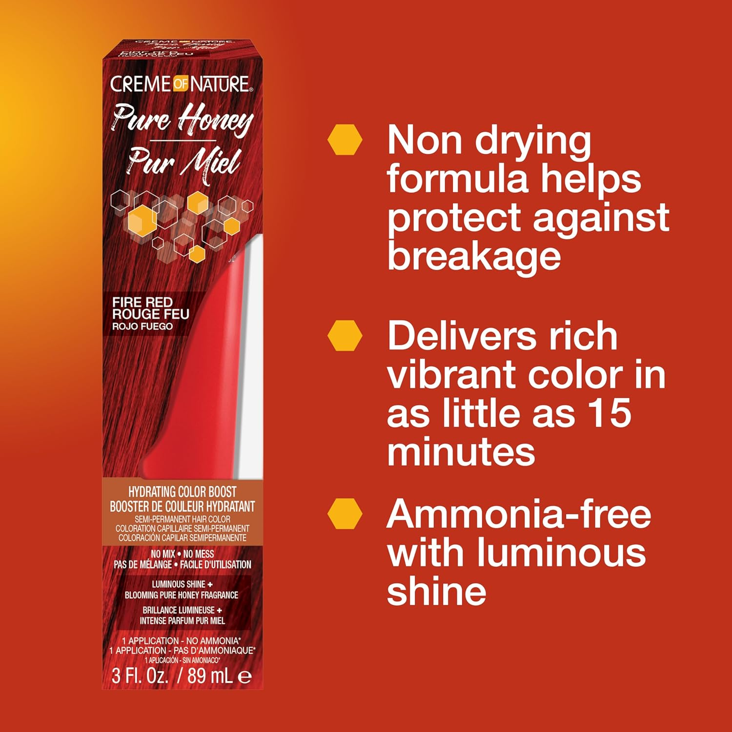 Creme of Nature Pure Honey Color Boost Fire Red 3 Ounce (89Ml) image number 4