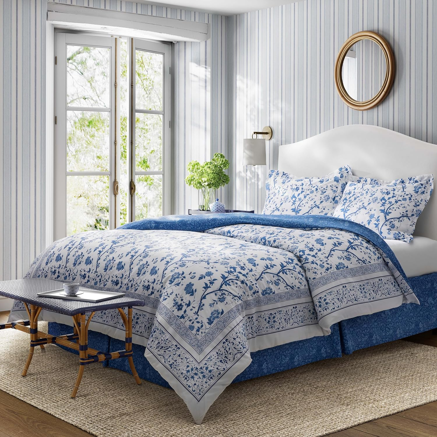 Laura Ashley Home - Euro Sham, Smooth Cotton Sham with Envelope Closure, Lightweight & Stylish Home Decor (Charlotte Blue, 26 X 26)