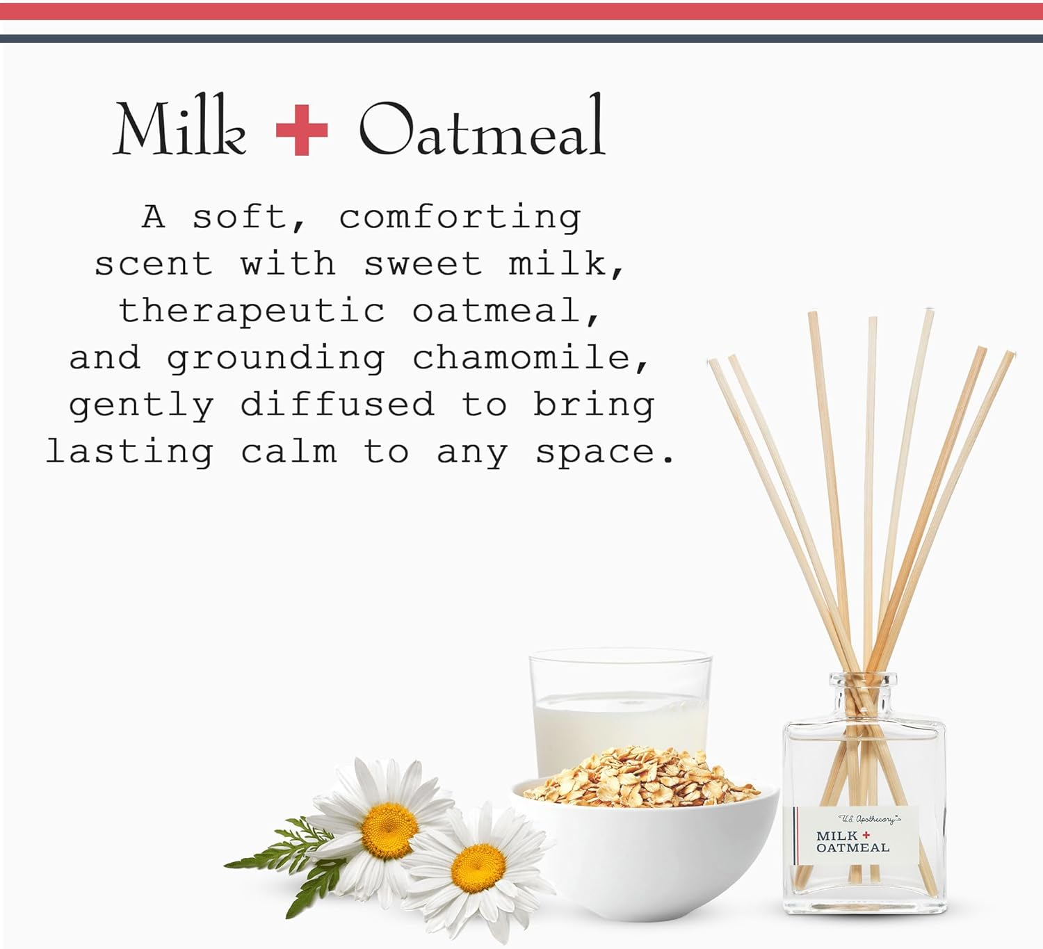 Milk & Oatmeal Scented Diffuser Kit, Creamy-Sweet Scent with Oatmeal Extract, Diffuser Sets for Home, All-Natural Fragrance for Women & Men, 8 Fl Oz image number 2
