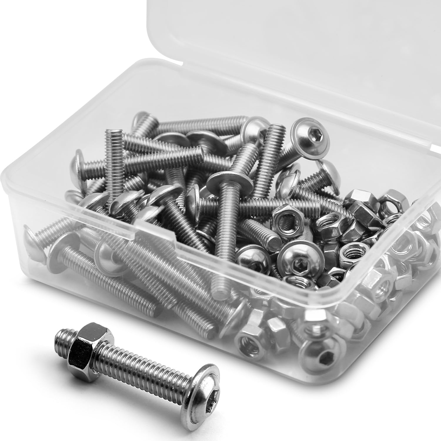 (50 Pcs) M5 X 16Mm Hex Socket Screws with Flange and Nuts Set 304 Stainless Steel Pan Head Screws image number 6