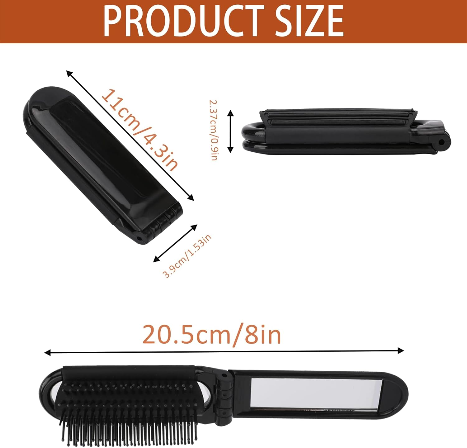 2 Pack Foldable Hair Brush with Mirror Mini Compact Travel Hairbrush Small Massage Comb Portable Hair Styling Tools Pocket Folding Hairbrush for Women Girls Men Home Outdoor Travel Purse Essential