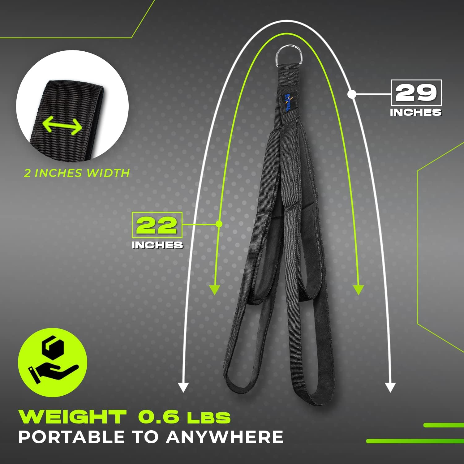 Yes4All Tricep Strap Cable Attachment 22 & 29 Inches for Different Exercises, Wide Range of Motion/Portable Cable Crunch Attachment with Large D-Ring, Sturdy Wedding Material