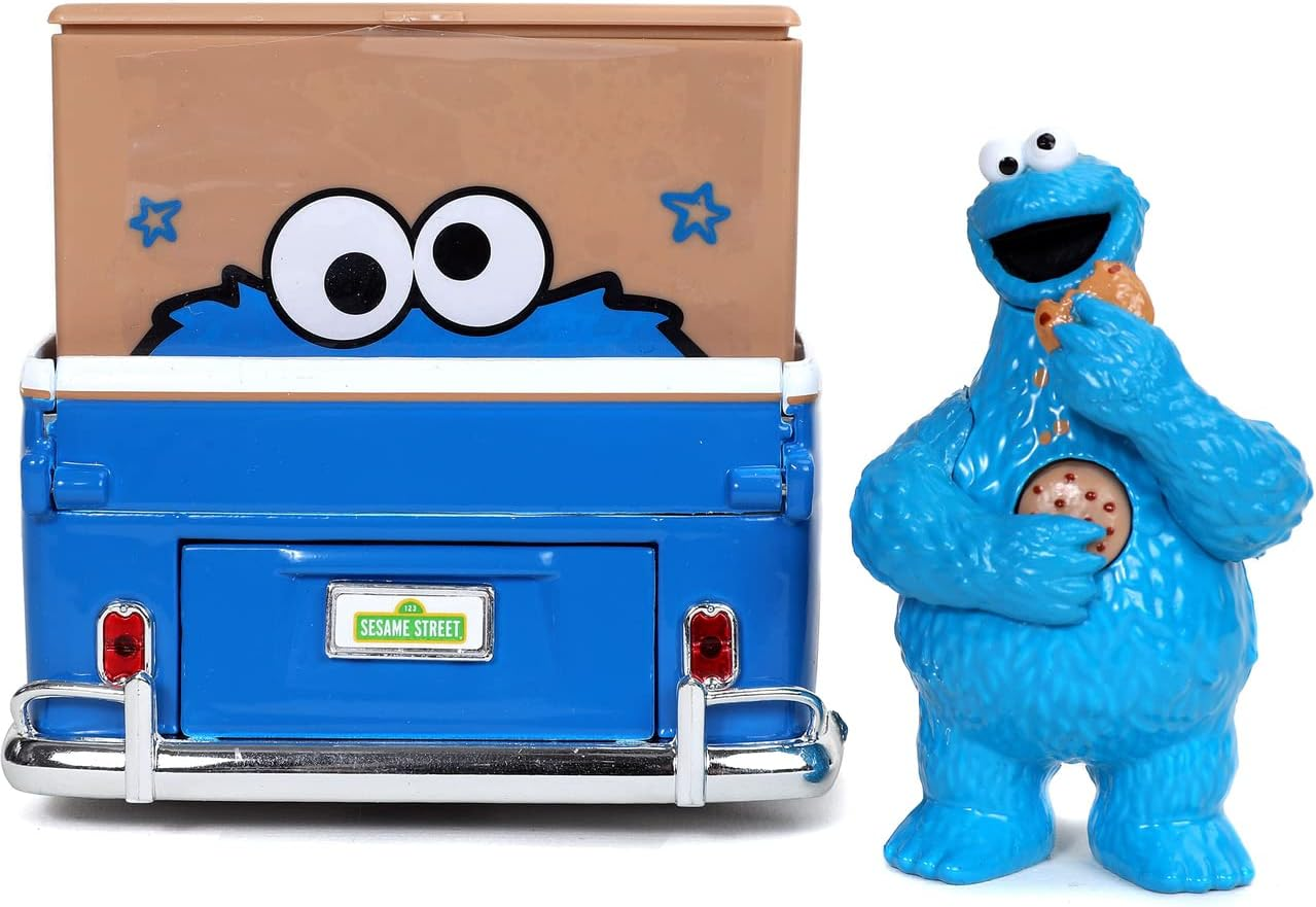Jada Toys Sesame Street - 1963 1:24 Scale Die Cast Volkswagen Bus with Cookie Monster Figure - Multicolor image number 4