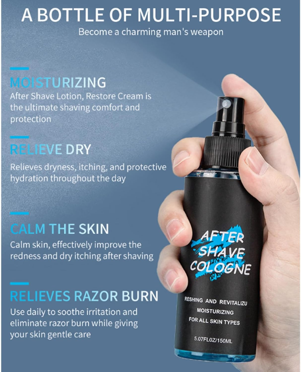 Aislor for Men: after Shave Skin Toner, 150Ml Spray with Dual Action to Control Oil & Add Moisture, Calms Post-Shave Feel Black One Size image number 4