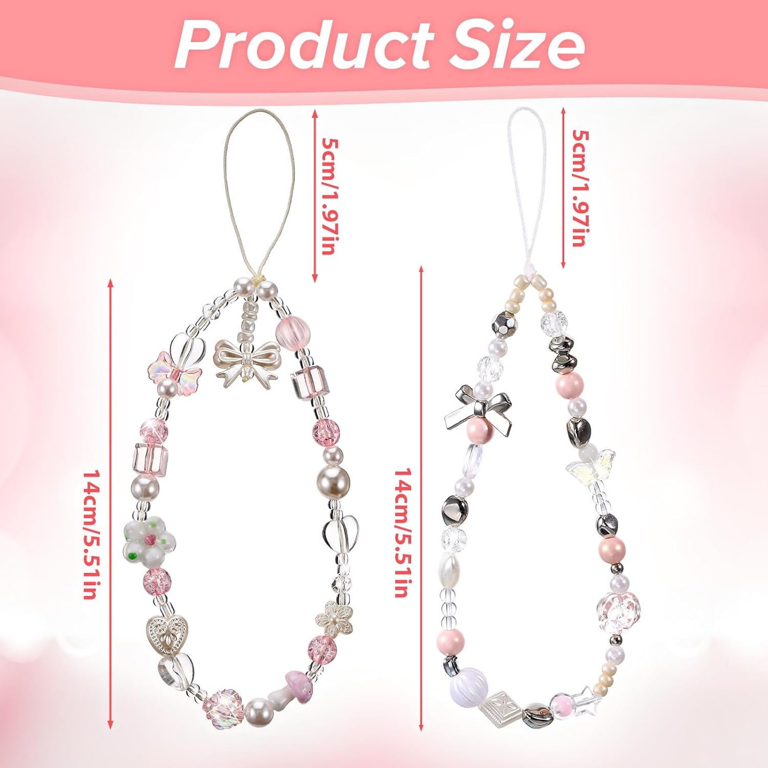 XLIUAX Camera Wrist Strap, Phone Wrist Charm Beaded Camera Strap Phone Wristlet Charms Digital Cameras Lanyards for Keychain Bag Bow Accessories Aesthetic Charms image number 1