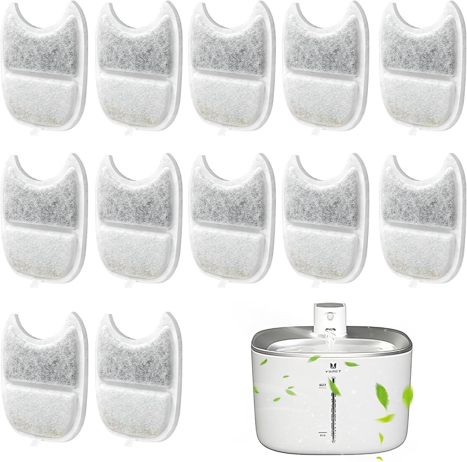 Set of 12 Cat Fountain Filters for 4L Drinking Fountains, 12 Pieces Carbon Filters and Foam Filter, Replacement Filter and Pre-Filtered Sponges, Sponges Replacement Filter for Cats Water Fountain image number 5