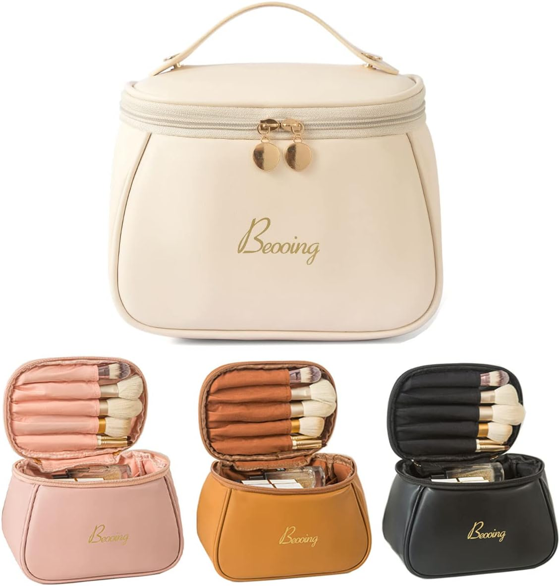 Cube Style PU Modern Simple and Large Capacity Cosmetic Bag for Easy Carrying of Travel Ladies' Makeup Bag (Pink)