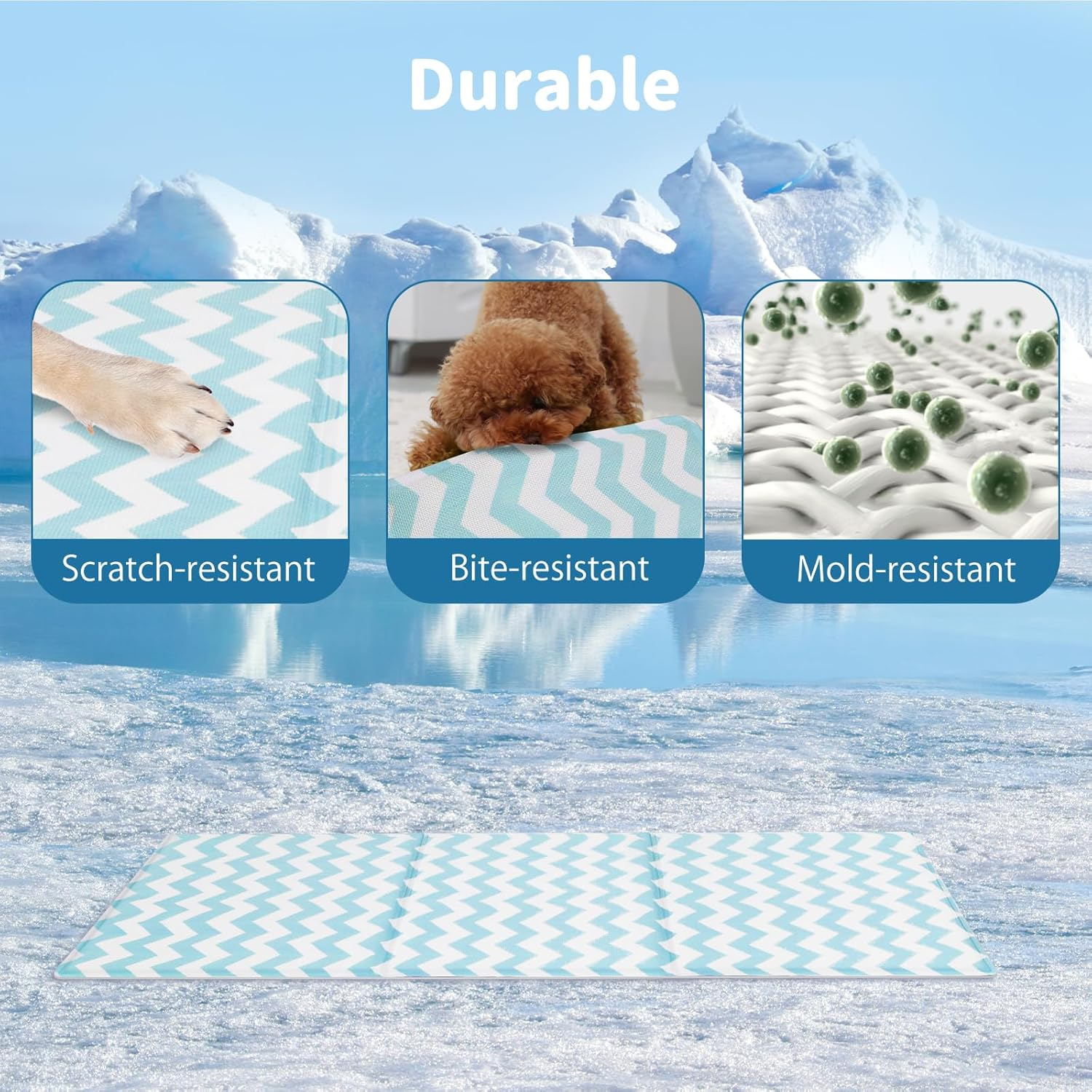 Pawz Pet Cooling Mat Summer Cat Dog Cushion Pad Sleeping Cool L, Non-Toxic Self-Cool Pet Sleeping Bed, Portable Foldable Summer Ice Pad Pet Cooling Cushion for Dogs Cats, Indoor Outdoor, Blue image number 2