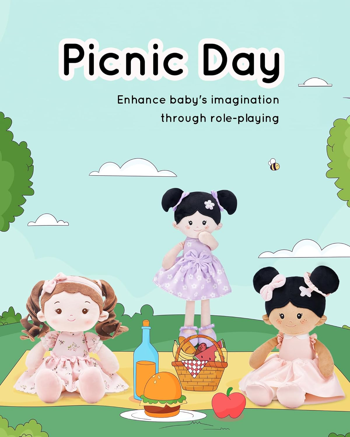 Leyadoll Soft Baby Doll Toys (16''), My First Baby Rag Doll for 1 Year-Old Girl Birthday, Leya Doll Christmas Plush Toys for Toddler Kids Infants -Princess Breeze