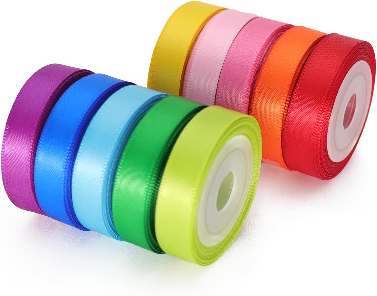 GROWDXZ Rainbow Colorful Ribbon 3/8 Inch Double Face Satin Ribbon for Gift Wrapping DIY Crafts Birthday Party Decoration 10 Rolls Total 50 Yards image number 3