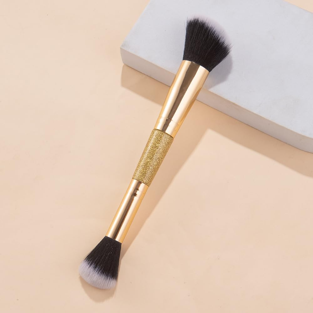 HIGHROCK Foundation Makeup Brush, Double Ended Makeup Brushes for Blending Liquid Powder, Foundation Concealer Blush Blush Professional Brush (GOLD)