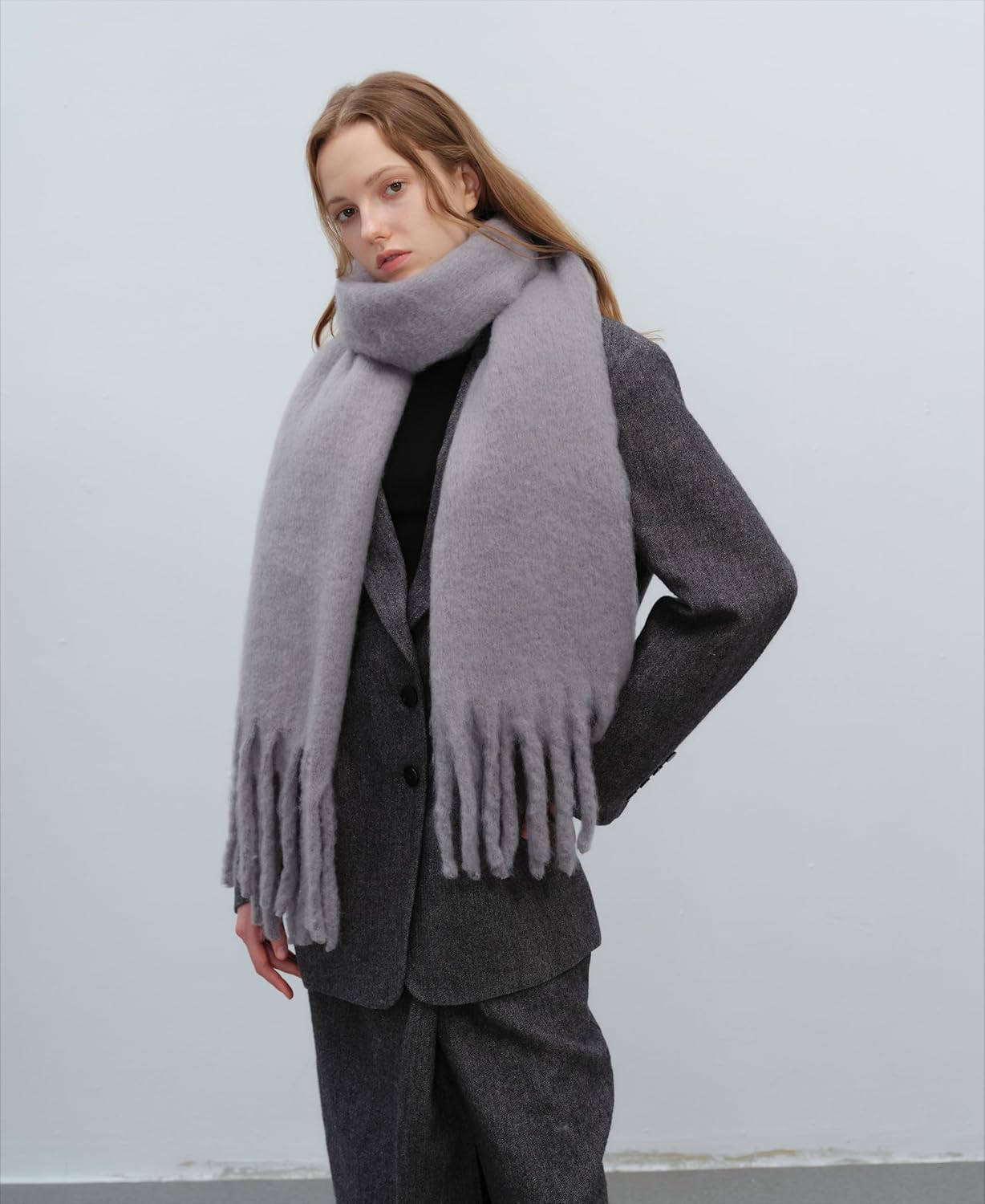 TYHOTULY Chunky Scarf for Women Winter Oversized Thick Warm Tassel Scarves Cold Weather Large Blanket Soft Warm Shawl Wraps image number 1