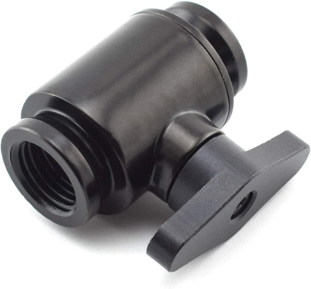 Dracaena.Io G1/4'' Internal Thread Water Cooling Valve, Brass Body Valve with Aluminium Handle, Pumping Fittings for PC, Shut off Valve with Full Water Flow, (Black, 2) image number 2