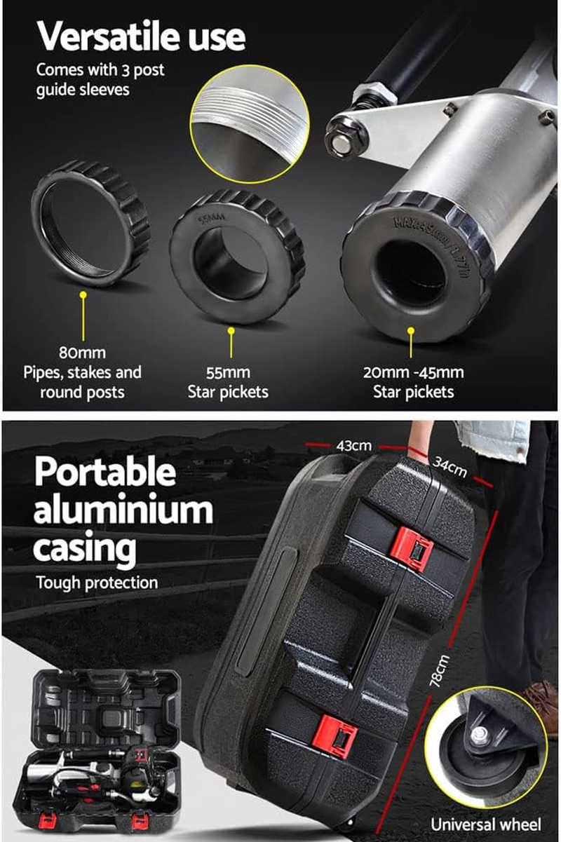 Petrol Post Driver 4-Stroke Rammer Pile Star Picket Fence Hole Black Heavy Duty Tool image number 3