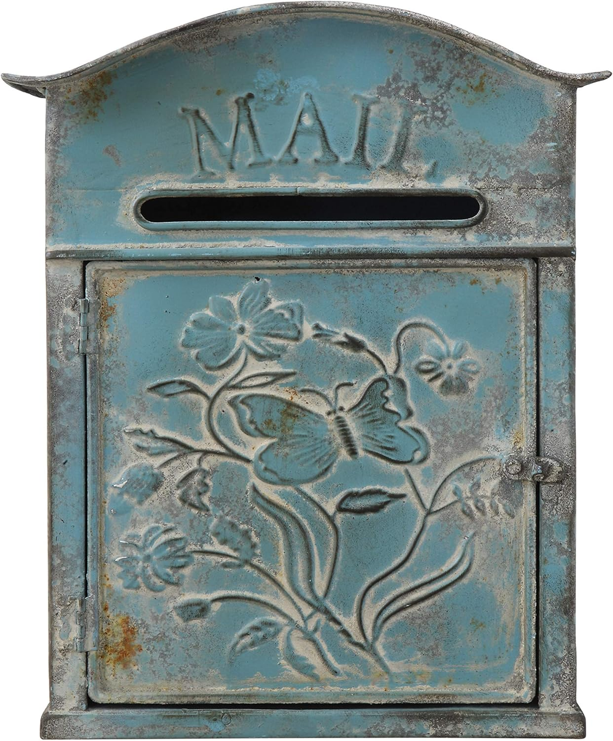 Creative Co-Op Distressed Blue Embossed Tin Mail Box image number 2