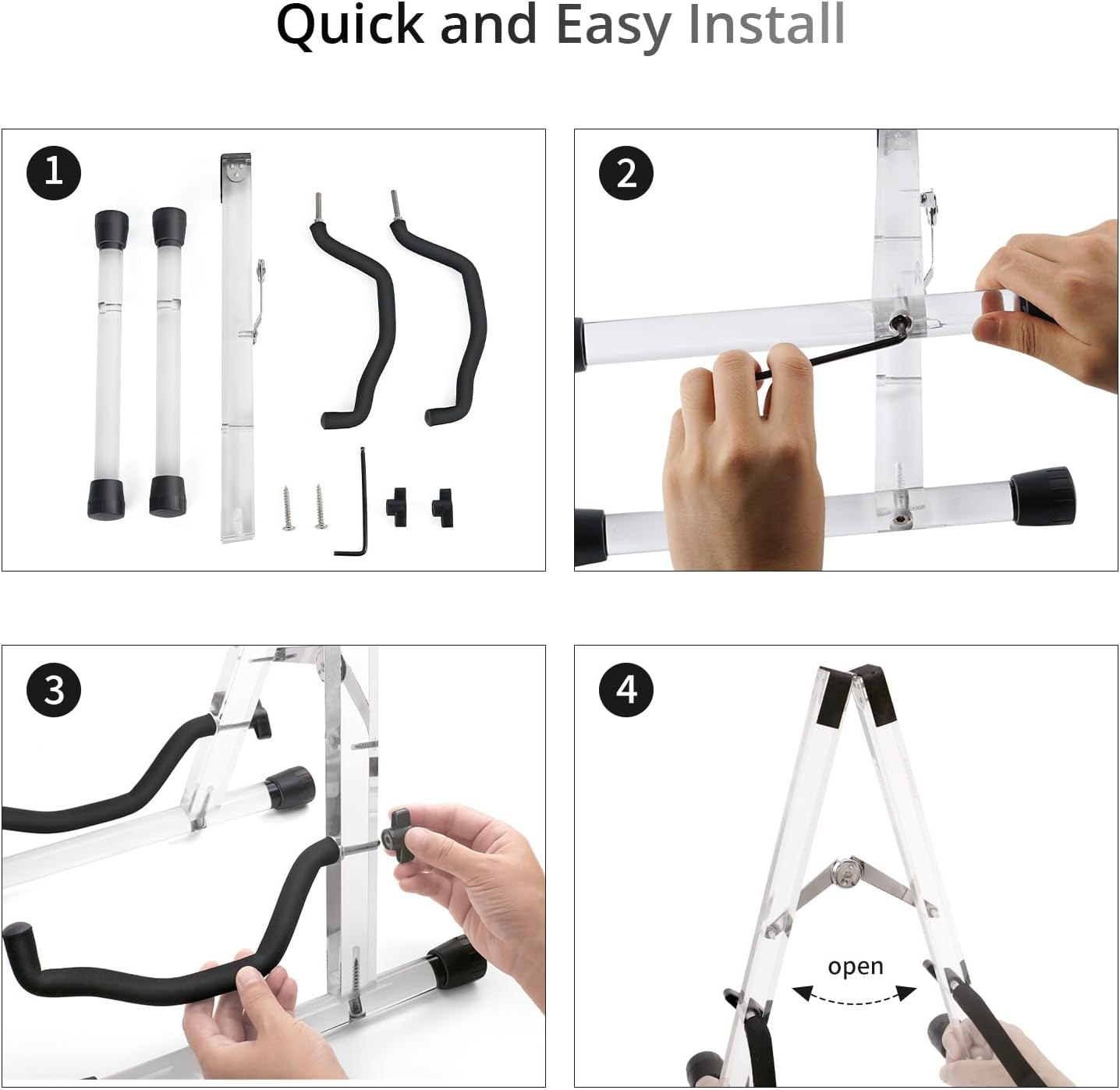 MUSO Guitar Stand,Acoustic Guitar Stand,Acrylic Classical Electric Guitar Stand,Foldable Bass Guitar Stand,Guitar Accessories (Crystal) - Acacia image number 4