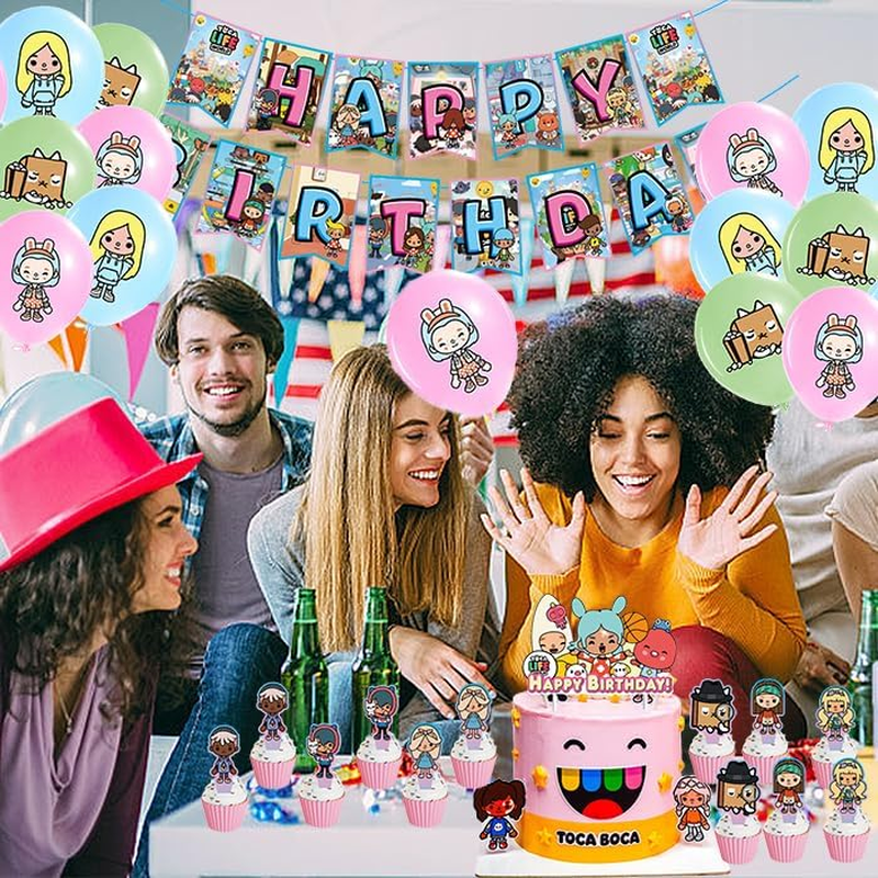 Toca Life World Birthday Decoration Toca Life World Balloons Toca Life World Birthday Balloons Toca Life World Party Decoration Toca Life World Birthday Decoration Garland Cake Topper, 1007SM image number 4