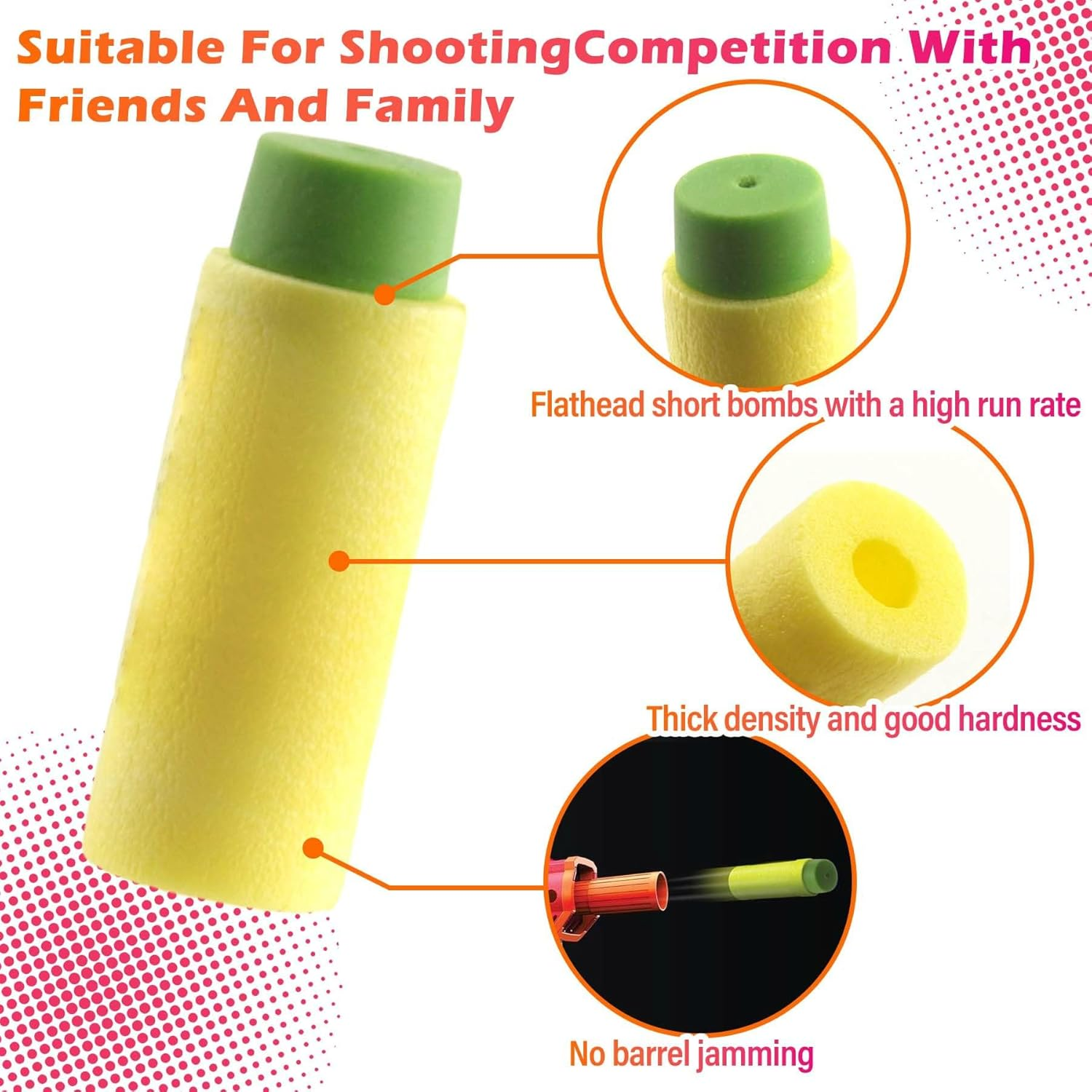 EKIND Foam Soft Darts, 50 Rounds of Highly Accurate Half-Length Soft Darts, Compatible for NERF Pro Stryfe X and Dart Zone Pro Short (Yellow) - 100,Yellow image number 4