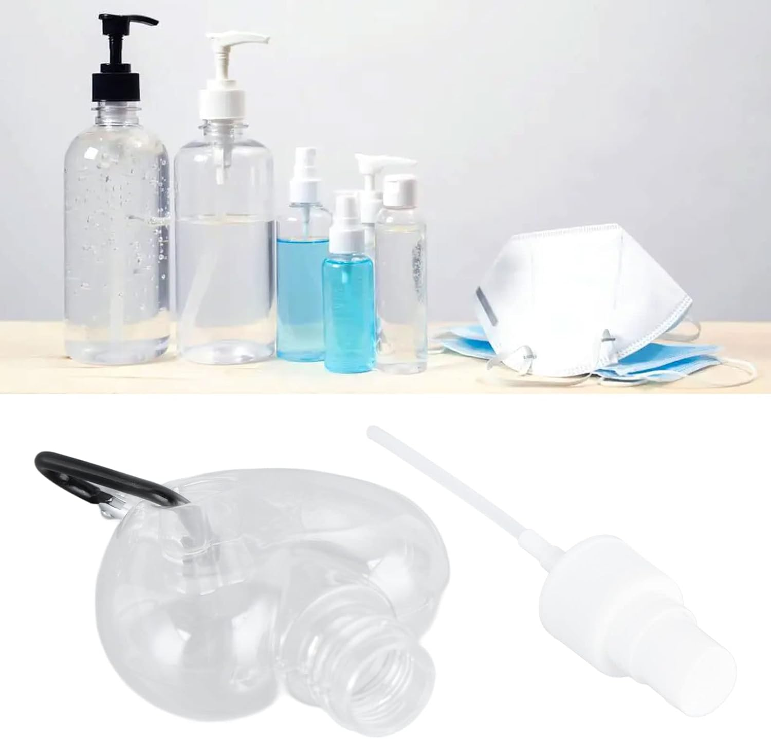 MUNEFE 2Pcs Travel Bottles, Plastic Clear Bottles, Keychain Bottles, for Cosmetics Liquid Soap Portable Toiletries Spray Type(Spray Heart)