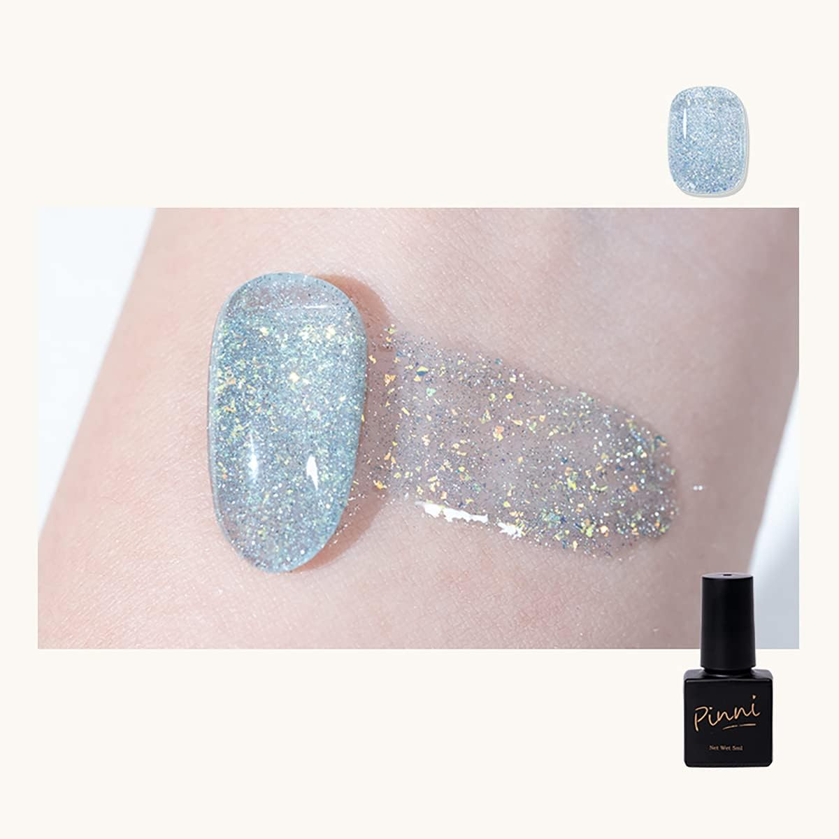 PINNI Pink Fairy Opal Glitter Gel Nail Polish Glitter Nail Polish UV Gel Polish Shimming White Nail Gel Polish Glimmer Shiny Nail Gel Nail Semi-Permanent Varnish