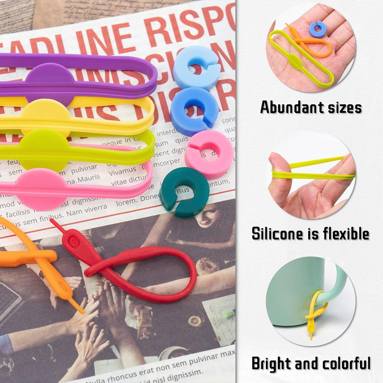 48Pcs Silicone Drink Markers, Cocktail Drink Markers,Multi-Color Wine Glass Charms Markers Tags for Bar Party Martinis Cocktail Champagne Stem Glasses (Colorful) image number 5