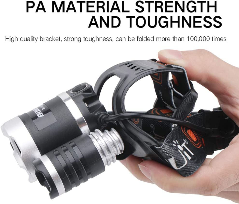 Upgrade Rechargeable Headlamp, 3 Modes 5000 Lumen White Green LED Head Lights, Built-In 8000Mah Batteries Flashlight, USB Waterproof Headlight for Hunting, Fishing, Camping image number 6