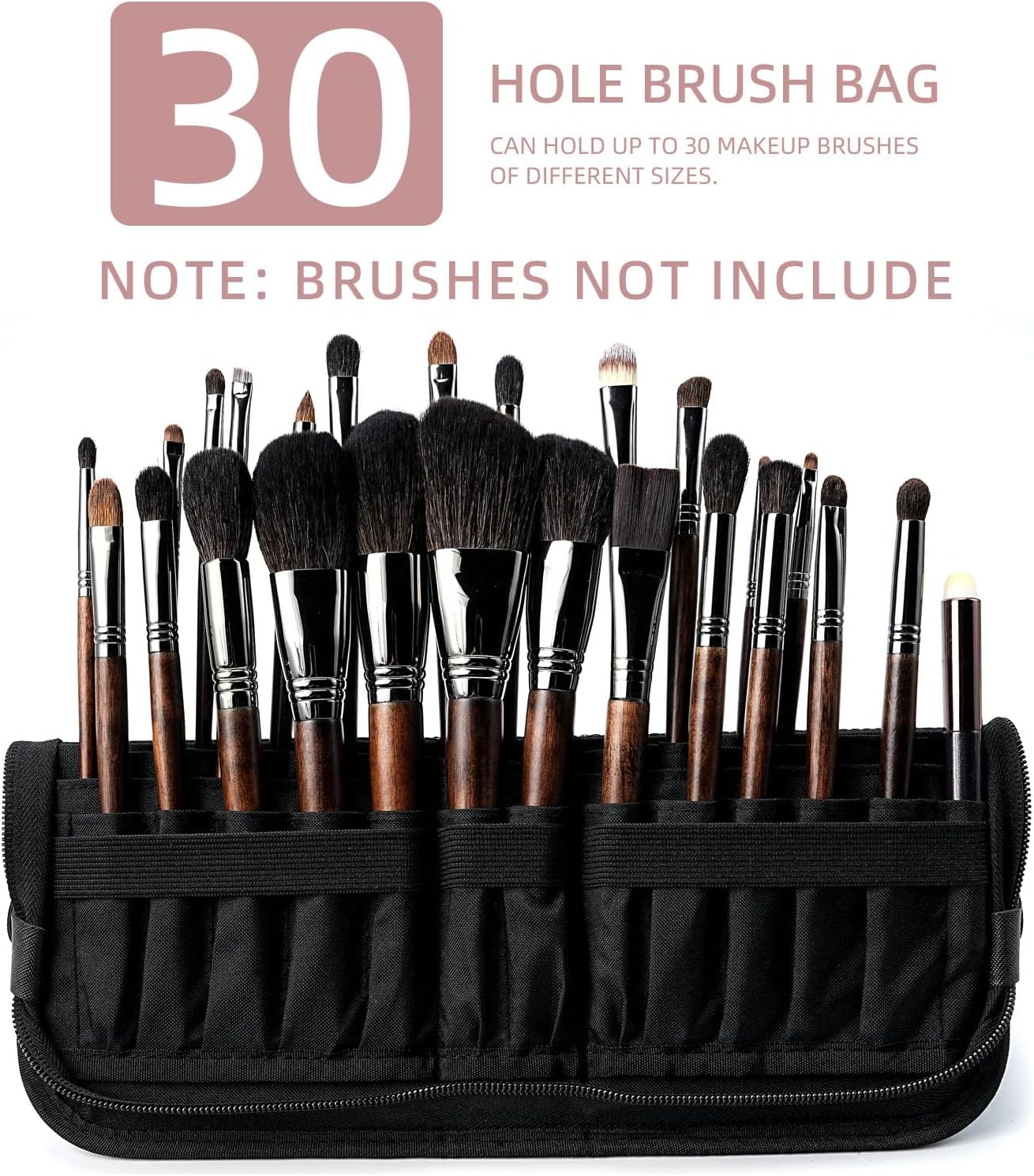 Black Travel Makeup Brush Holder,Waterproof Stand-Up Makeup Brushes Organizer, Portable Makeup Brush Holder Travel Case (BAG-876) image number 1