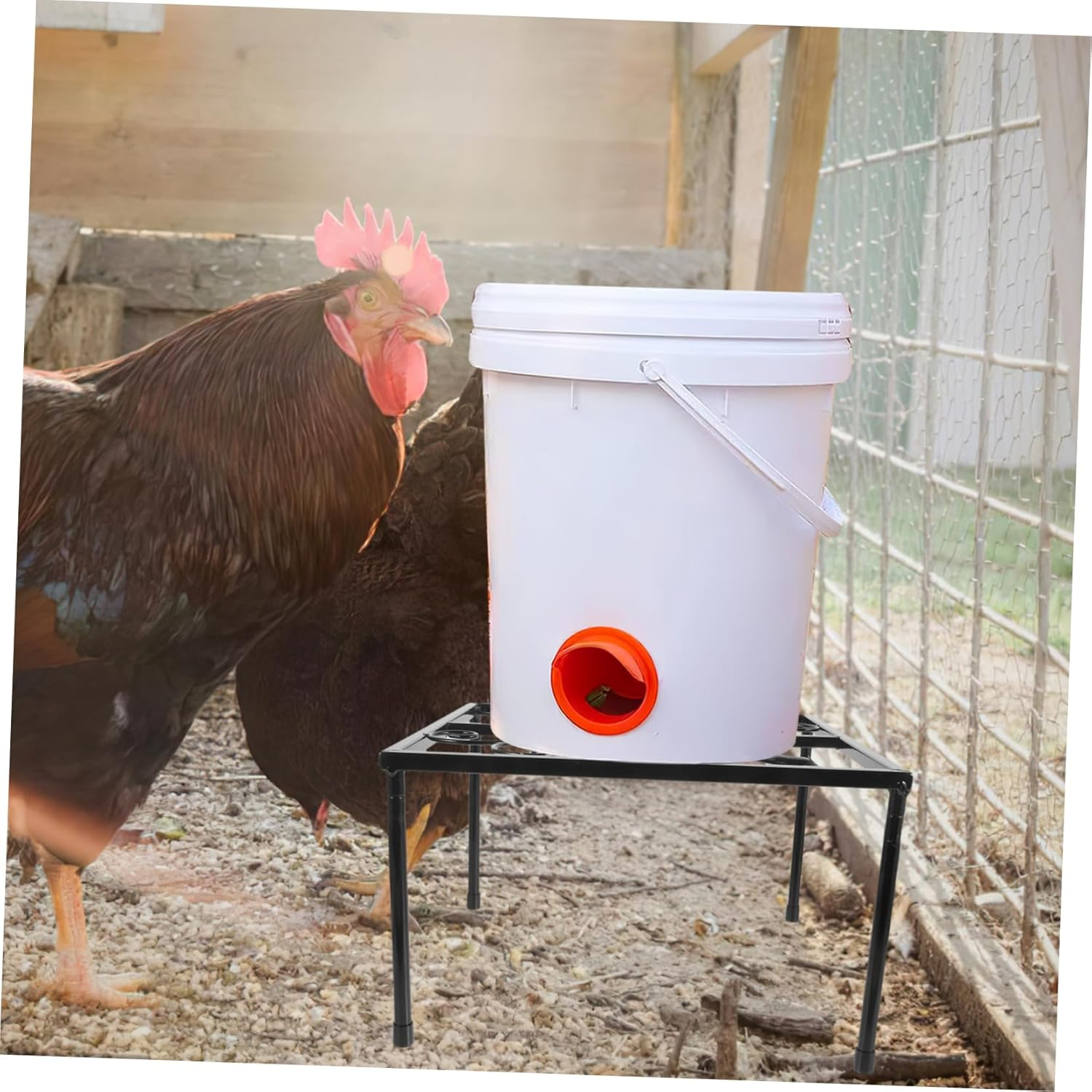 VANZACK Chicken Water Feeder Holder Chicken Feeder Holder Coop Feeder Holder Metal Feeder Stand Waterer Stand Metal Chicken Feeder Metal Stand for Waterer Metal Waterer Holder Iron
