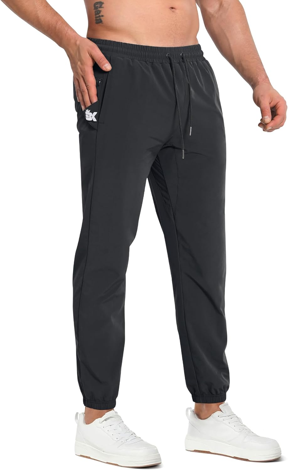 BROKIG Men'S Trianloop Gym Track Pants,Lightweight Athletic Joggers Casual Fit Workout Sport Running Sweatpants Zipper Pocket