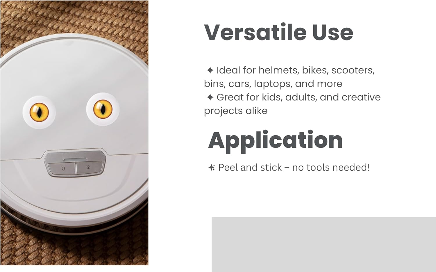 Eyeball Helmet Sticker Decal &ndash; Anti-Magpie Swooping Eye, Bubble-Free, Weatherproof Vinyl for Helmet, Bike, Car, Robot Cleaner, Laptop &ndash; Peel & Stick &ndash; 2Cm to 5Cm Mixed Sizes image number 5