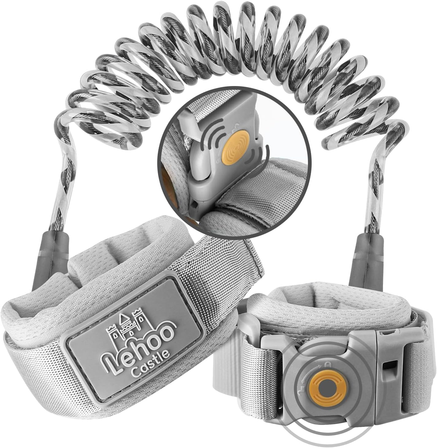 Lehoo Castle anti Lost Wrist Link Safety Harness, 1.5M Toddler Harness Leash for Kids, Adjustable Walking Strap, 360&deg; Rotation Baby Safety Harness with Induction Lock (Pink)