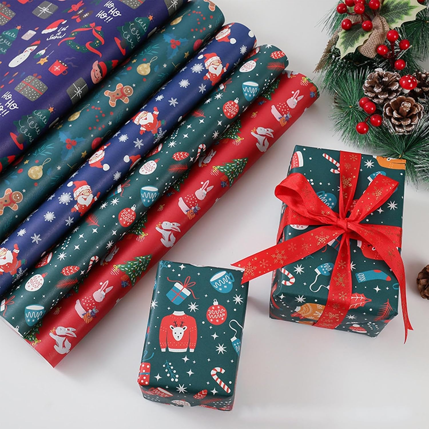 Christmas Wrapping Paper Kids,Snowflake Wrap Paper - Christmas Wrapping Paper Christmas Tree Pattern Wrap Paper for Boys Girls Kids image number 5