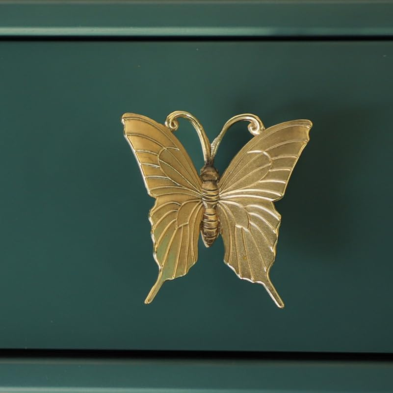 2Pcs Butterfly Cabinet Knobs Elegant Brass Drawer Pull Handles for Furniture Decorative Hardware for Cabinets Wardrobes image number 2