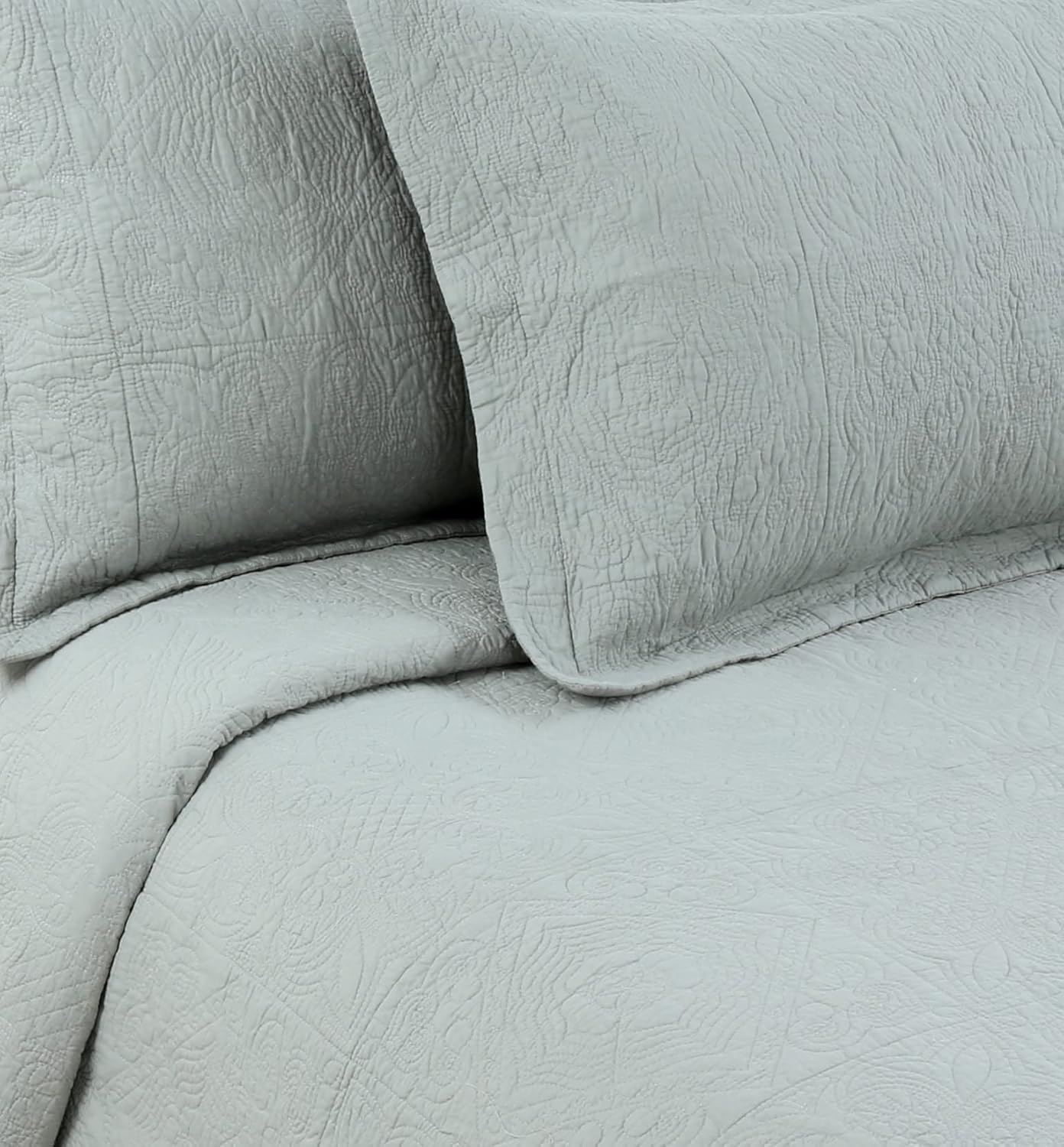 Luxury Crushed Velvet Quilted Bedspread Comforter Bed Throw Bedding Sets - Super Soft Quilt Coverlets Bedspreads Bed Set - Double, Grey image number 2