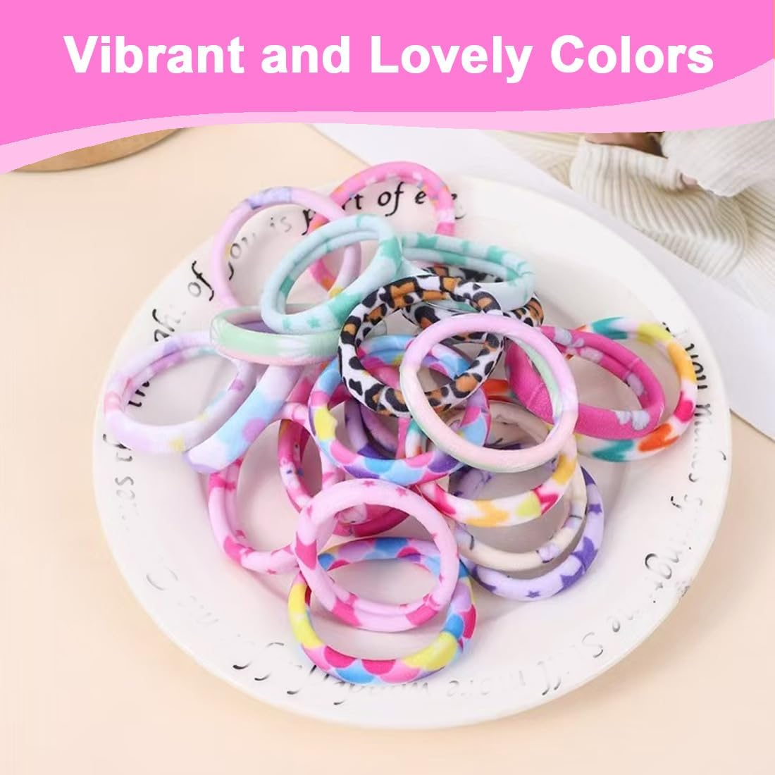 SGERUFZ 30 Pieces Colourful Hair Bands for Girls, Colourful Elastic Braided Bands for Girls, Highly Stretchy and Durable Hair Accessories Headbands, Suitable for Various Hairstyles image number 3