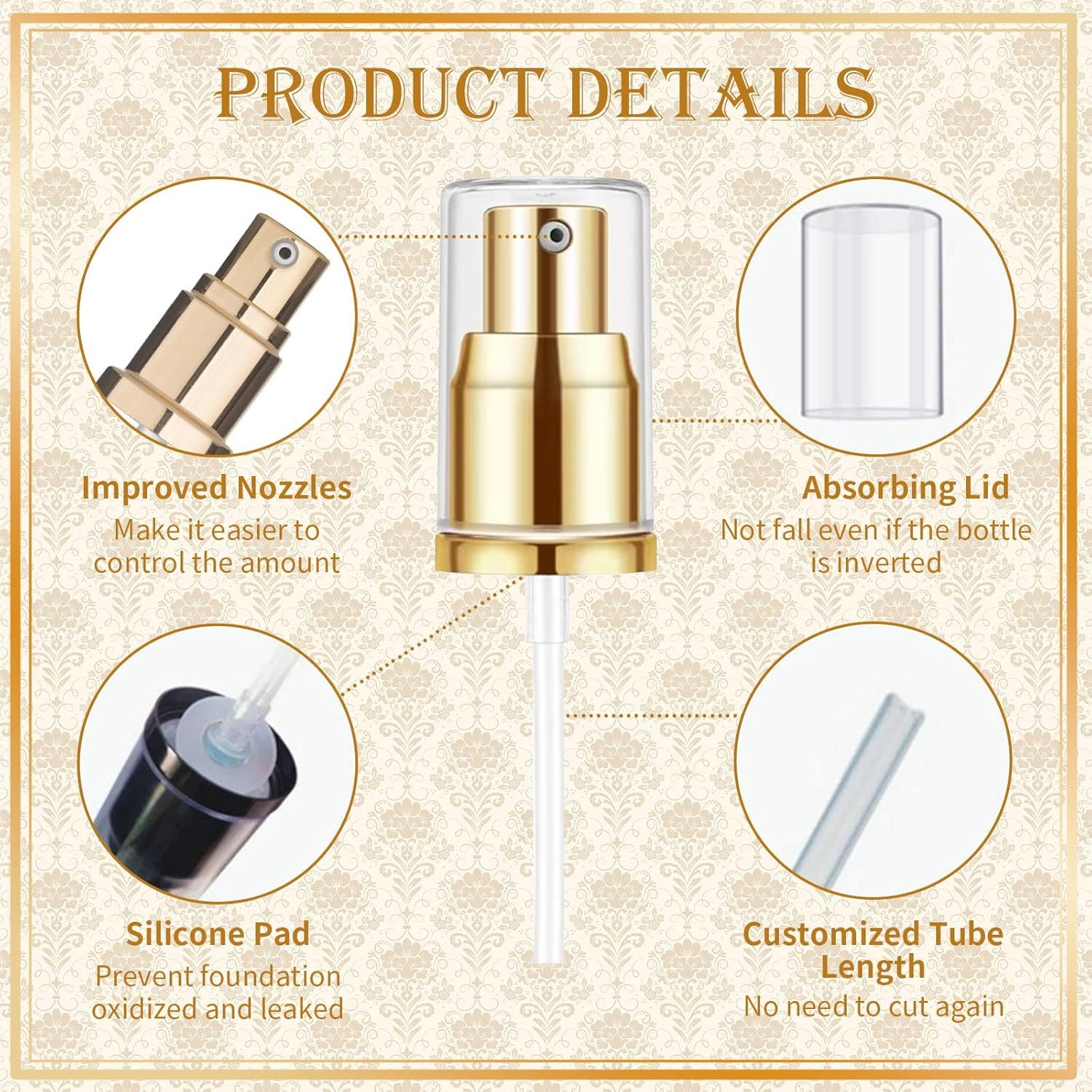 Chris.W 2Pack Foundation Pump Compatible with Maybelline Fit Me Liquid Foundation Makeup(Gold+Black)